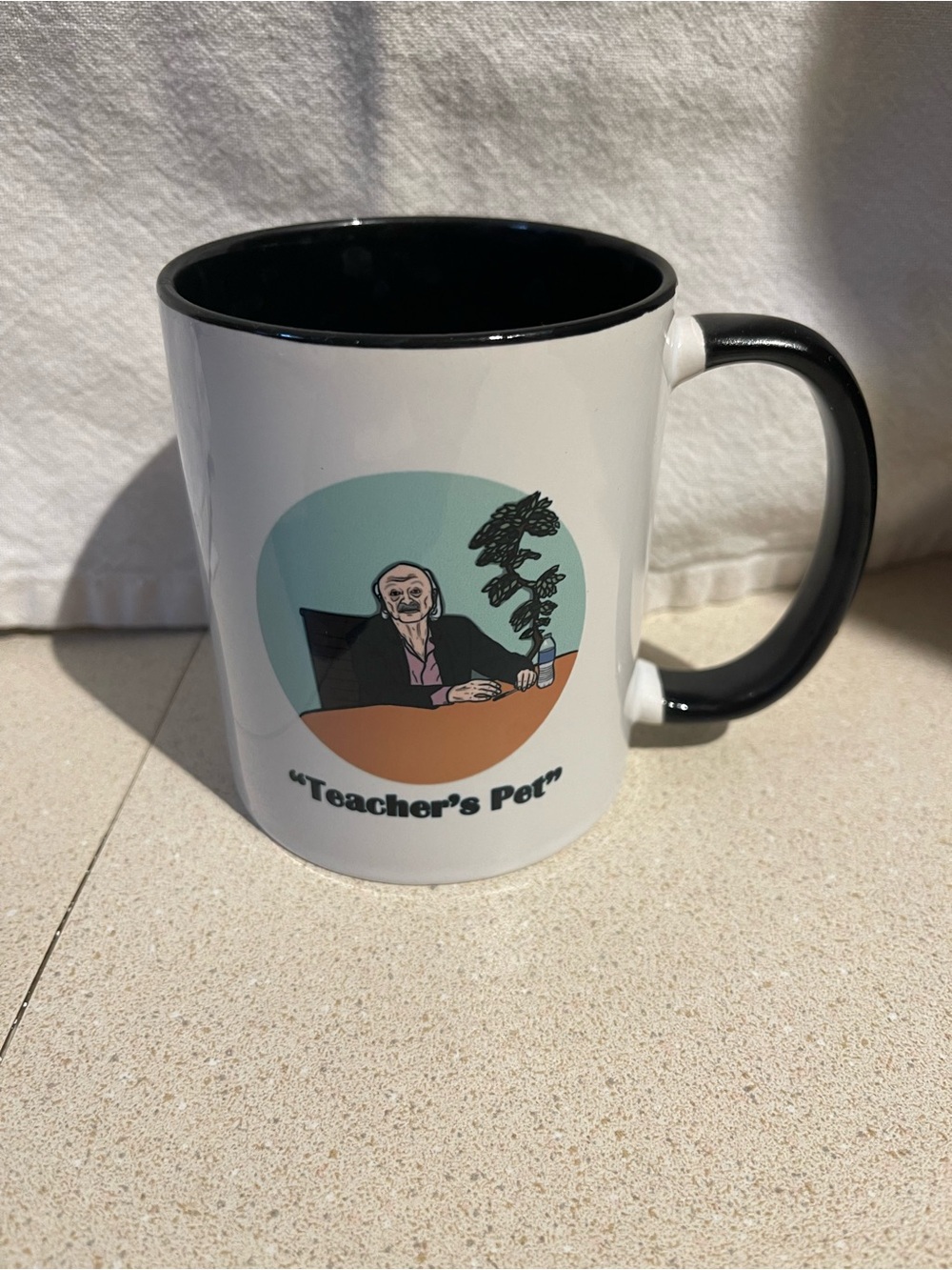 White and Black "Teacher's Pet" Ceramic Mug - White